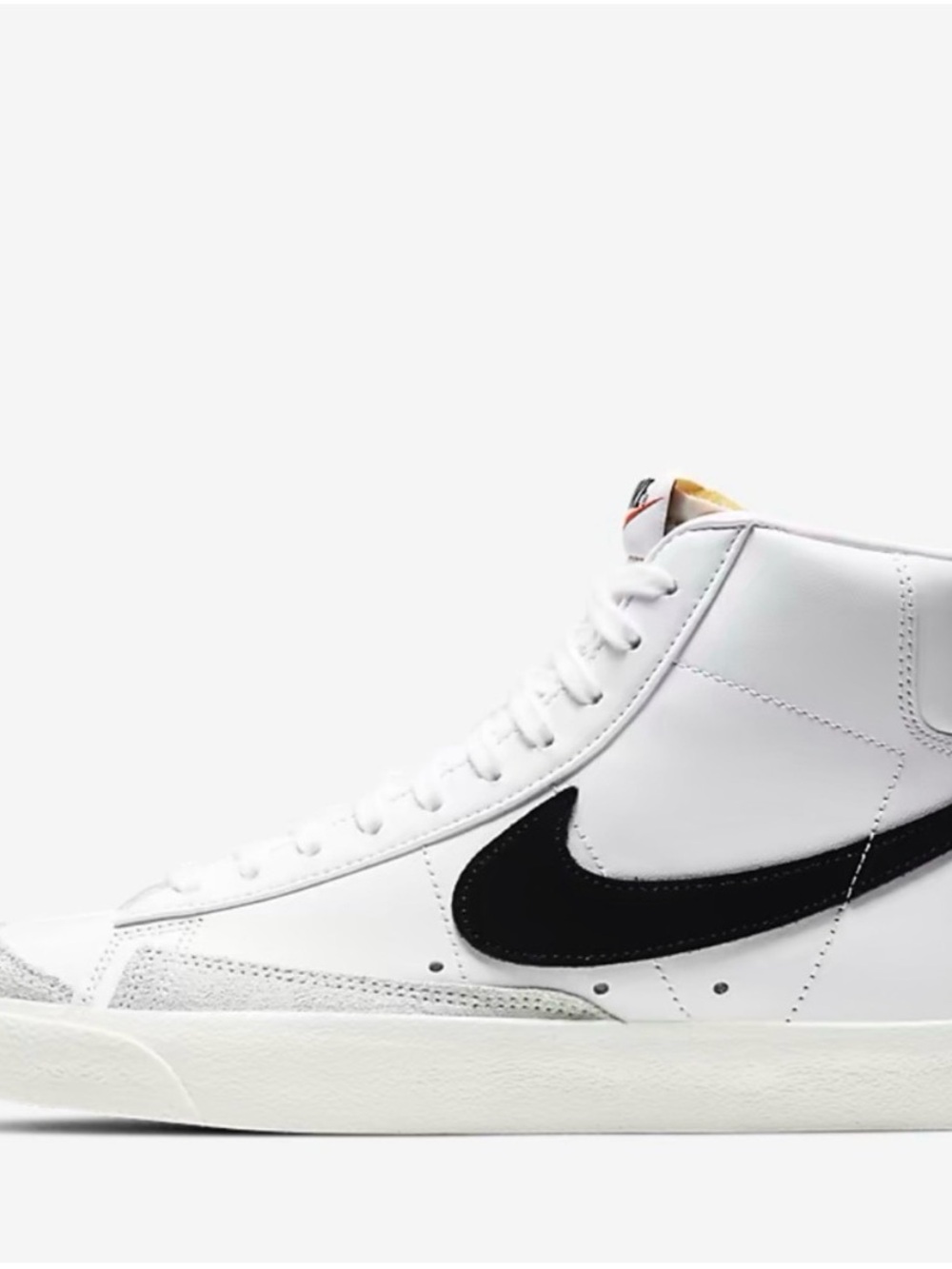 Nike unisex White High-Top Sneakers with Black Swoosh and Cream Midsole